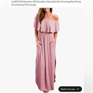 Elegant Off-Shoulder Pink Maxi Dress